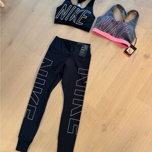 Nike Black and Gray Sports Bra and Leggings Set